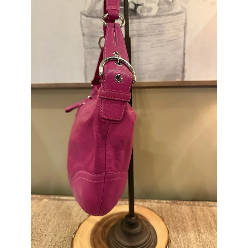 Coach Hobo Top Zip Raspberry Leather Hobo‎ Shoulder Bag  #3651  Rare Authentic